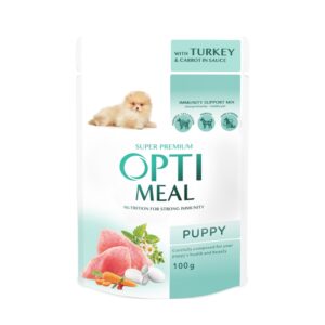 OPTIMEAL - Сomplete сanned pet food for puppies with turkey and carrot in sauce 100g