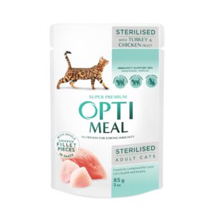 OPTIMEAL - Complete dry pet food for sterilised cats - turkey and oat 700g