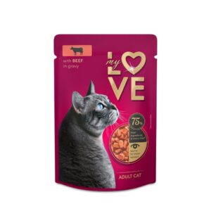 MYLOVE Yγρή τροφή για Ενήλικες Γάτες ΜΕ ΒΟΔΙΝΟ 85gr