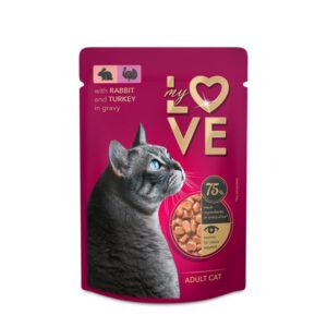 MYLOVE Yγρή τροφή για Ενήλικες Γάτες ΜΕ ΚΟΥΝΕΛΙ & ΓΑΛΟΠΟΥΛΑ 85gr